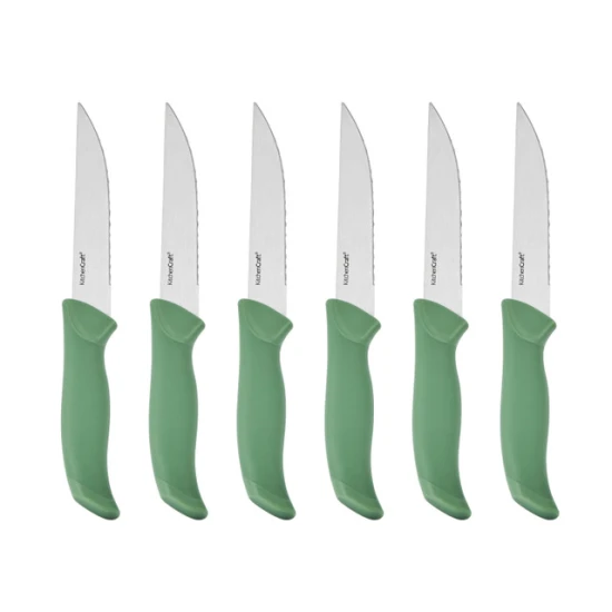 KitchenCraft 14pc Knife Block Set with 7 Knives and a Pair of Kitchen Shears, Green