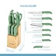 KitchenCraft 14pc Knife Block Set with 7 Knives and a Pair of Kitchen Shears, Green