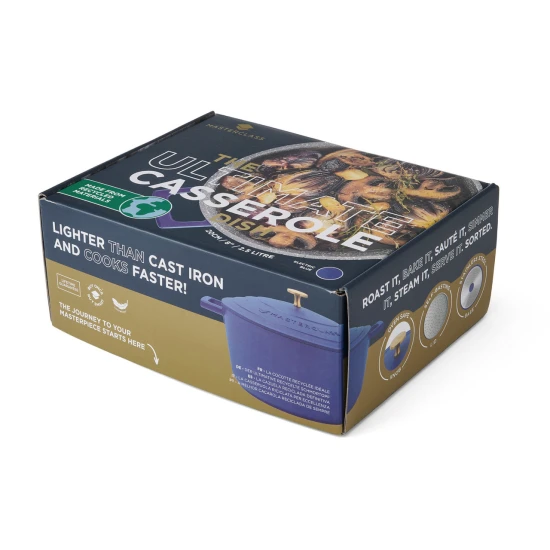 Master Class Electric Blue Cast Aluminium Casserole Dish, 2.5L