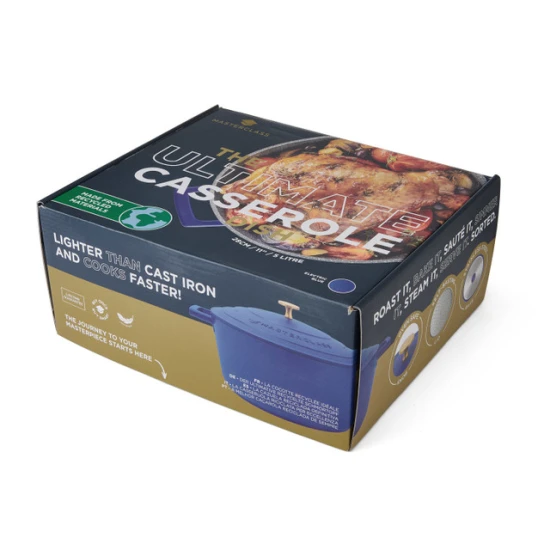 MasterClass Electric Blue Cast Aluminium Casserole Dish, 5L