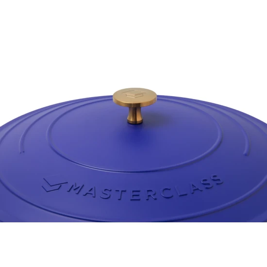 MasterClass Electric Blue Cast Aluminium Shallow Casserole Dish, 28cm, 4L