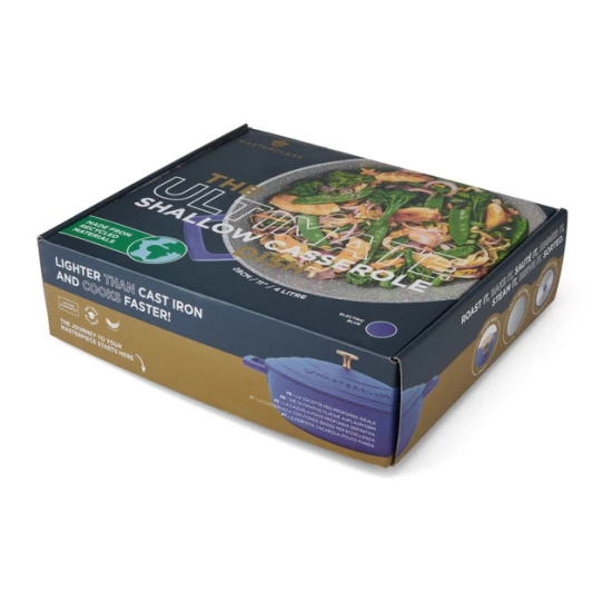 MasterClass Electric Blue Cast Aluminium Shallow Casserole Dish, 28cm, 4L