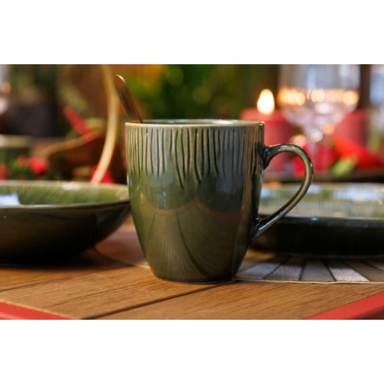 Mikasa Jardin 4-Piece Stoneware Mug Set, 420ml, Green