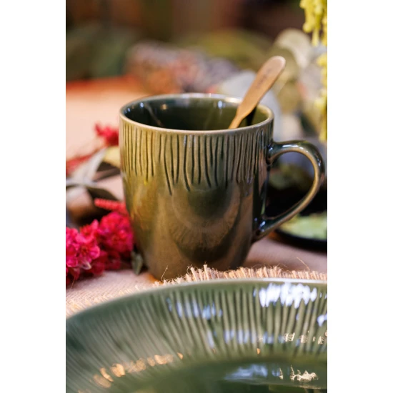 Mikasa Jardin 4-Piece Stoneware Mug Set, 420ml, Green