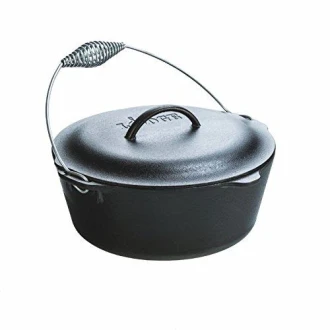 Lodge Dutch Oven with Spiral Handle Bail and Iron Cover, 6.6 litres - Pre-Seasoned