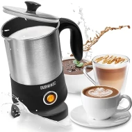 Duronic Milk Frother Electric, Coffee Milk Frothers Steamer, Automatic Hot and Cold Foam Maker