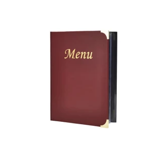 Neville Genware A4 Menu Holder Wine Red 8 Pages A4 Paper Size