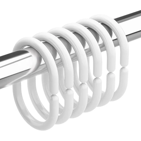 VZ 12pcs White Plastic Shower Curtain Rings