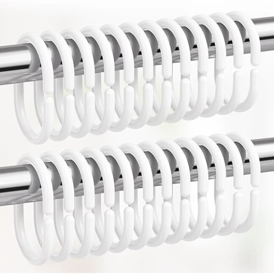 VZ 12pcs White Plastic Shower Curtain Rings