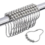 VZ Silver Stainless Steel 12 PCS Shower Curtain Rings with Roller Balls