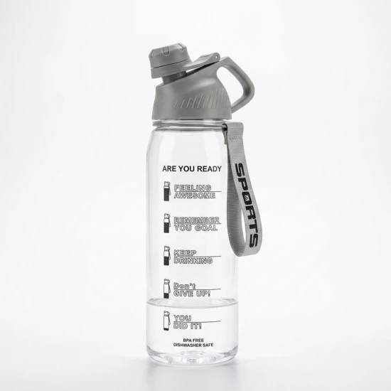 VZ BPA-Free Tritan Clear Water Bottle with Handle & Motivating Quotes, 950ML