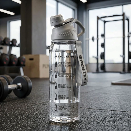 VZ BPA-Free Tritan Clear Water Bottle with Handle & Motivating Quotes, 950ML