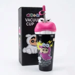 VZ Crayon Shin-Chan Anime Stainless Steel Thermos Tumbler Mug – 600ml Anime Tumbler with Straw- Pink