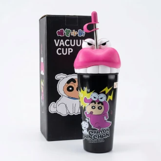 VZ Crayon Shin-Chan Anime Stainless Steel Thermos Tumbler Mug – 600ml Anime Tumbler with Straw- Pink