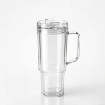 VZ Clear Plastic Tumbler With Handle and Straw, 40oz / 1.1 Liters