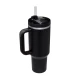 VeeZee Vacuum Insulated Tumbler Cup With Handle and Straw, Black - 40oz / 1.1 Liters