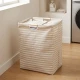 VZ Laundry Basket, Foldable Laundry Hamper, 60 Liters, Khaki and White