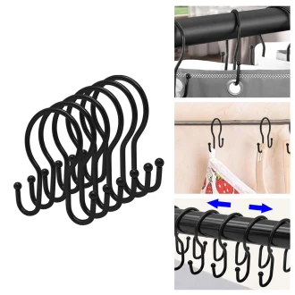 VZ Double Shower Curtain Hooks Rings,12 Pcs Rustproof Metal Shower Hooks for Shower Curtain,Glide Smoothly Double Shower Rings for Curtain,Shower Curtain Hangers Rings for Bathroom Shower Rod(Black)