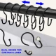 VZ Double Shower Curtain Hooks Rings,12 Pcs Rustproof Metal Shower Hooks for Shower Curtain,Glide Smoothly Double Shower Rings for Curtain,Shower Curtain Hangers Rings for Bathroom Shower Rod(Black)