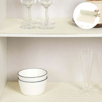 VZ Drawer Liners Washable Drawer and Shelf Liners, Non-Slip Non-Adhesive for Kitchen Cabinet Drawer Liners Mat S,nk Protector for Home Office , 30cm x 150cm -Beige