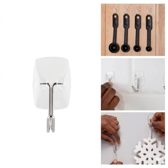 VZ Transparent Utensil Wall Hooks with Adhesive Strips - 3M Sticker