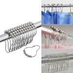 VZ Silver Stainless Steel 12 PCS Shower Curtain Rings with Roller Balls