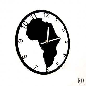 Zuri Africa Design Wall Clock, Powder Coated Black - Made in Kenya