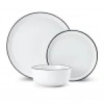 Discount Mikasa Limestone Porcelain 12 Piece Dinner Set, White - Two bowls with slight crack inside