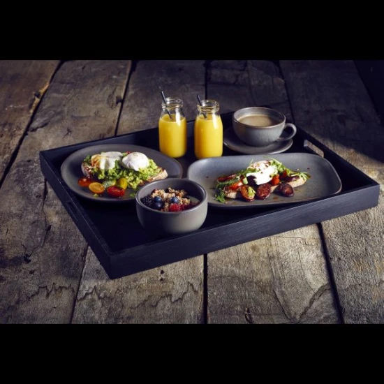 Neville Genware Solid Black Butlers Tray, 49 x 38.5 x 4.5cm (L x W x H)