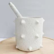 Undugu Mortar and Pestle, Cactus Malachite Handcrafted Soapstone 