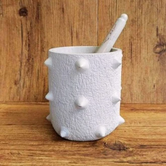 Undugu Mortar and Pestle, Cactus Malachite Handcrafted Soapstone 