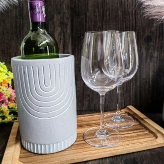 Undugu Round Cylindrical Handcrafted Soapstone Statement Vase 