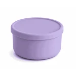 VZ-Large Round Silicone Microwave Bowl – Food-Grade Leakproof Bento Container for Office, School & Picnic[ Purple]-700ml