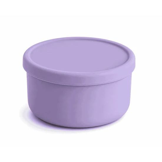 VZ-Large Round Silicone Microwave Bowl – Food-Grade Leakproof Bento Container for Office, School & Picnic[ Purple]-700ml