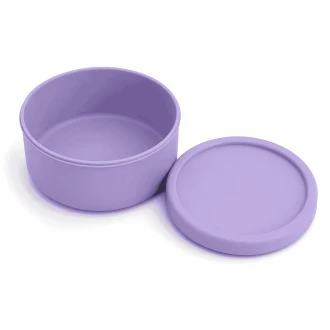 VZ-Large Round Silicone Microwave Bowl – Food-Grade Leakproof Bento Container for Office, School & Picnic[ Purple]-700ml
