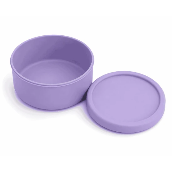VZ-Large Round Silicone Microwave Bowl – Food-Grade Leakproof Bento Container for Office, School & Picnic[ Purple]-700ml