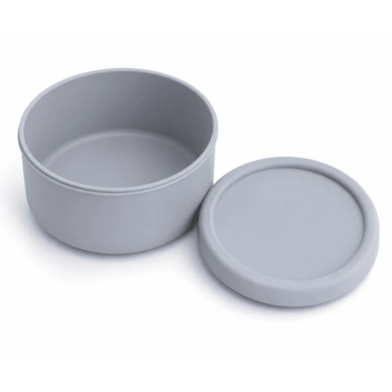 VZ-Large Round Silicone Microwave Bowl – Food-Grade Leakproof Bento Container for Office, School & Picnic[ Grey]-700ml