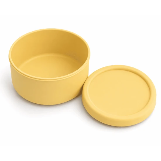 VZ-Large Round Silicone Microwave Bowl – Food-Grade Leakproof Bento Container for Office, School & Picnic[ Yellow]-700ml