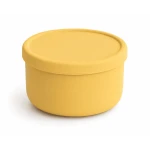 VZ-Large Round Silicone Microwave Bowl – Food-Grade Leakproof Bento Container for Office, School & Picnic[ Yellow]-700ml