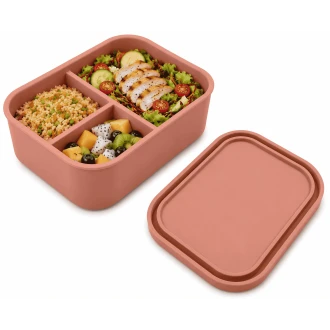 VZ Partitioned Microwave Silicone Lunch Box (Pale Pink)- 1000ml