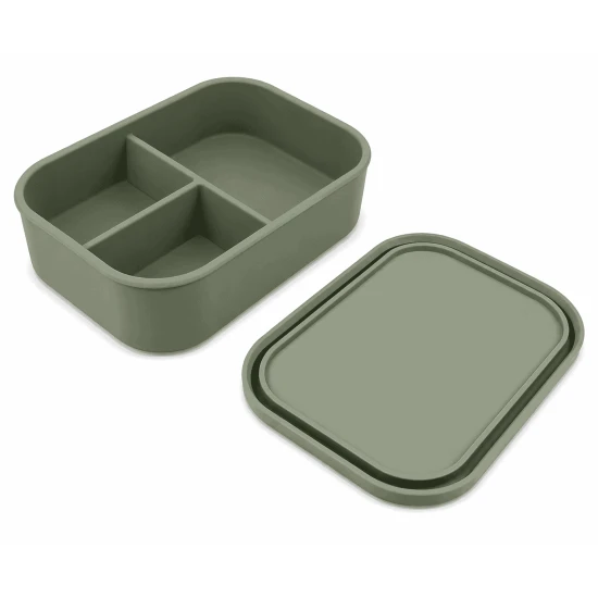 VZ Partitioned Microwave Silicone Lunch Box (Green)- 1000ml