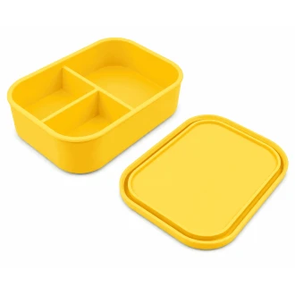 VZ Partitioned Microwave Silicone Lunch Box (Yellow) - 1000ml