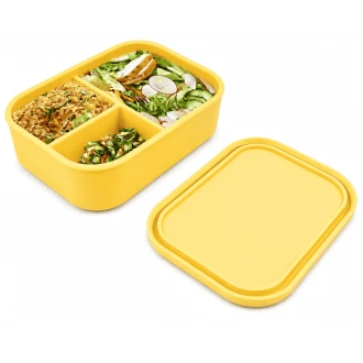 VZ Partitioned Microwave Silicone Lunch Box (Yellow) - 1000ml