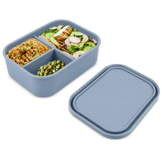 VZ Partitioned Microwave Silicone Lunch Box (Blue)- 1000ml
