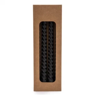 Candlelight Twisted Candle,  Black, Set of 4