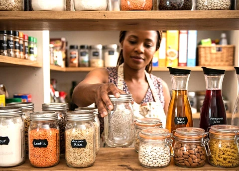 Airtight food storage containers and kitchen organisation for rainy season Kenya at Vituzote