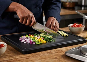 Different chopping boards used in a modern kitchen in Kenya