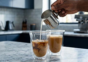 Fresh brewed coffee in French press in Kenyan kitchen