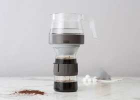 Pour-over coffee dripper making clean coffee in Kenyan kitchen