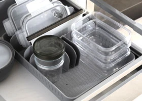 Drawer organizer, cutlery tray and knife block for kitchen storage